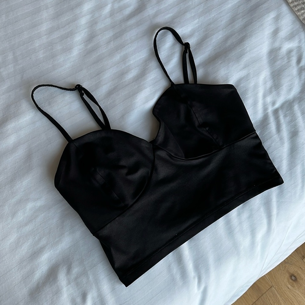 Crop bustier black shinny